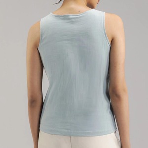 Camisetas sin mangas personalizadas para mujer, de algodón, para verano, adelgazantes, con sujetador incorporado, técnica bordada, tejidas, al por mayor - Product Image 2