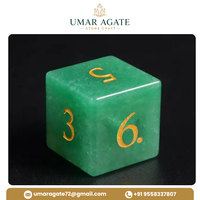Set Dadu DnD Jade Hijau 7 Buah Polihedral Logo Kustom Hadiah Permainan RPG Grosir