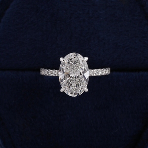 Anillo de Compromiso con Halo Oculto, Moissanita de Corte Ovalado de 3CT, Certificado IGI, Regalo de Cumpleaños, Boda, Aniversario, Anillo de Promesa para Mujer - Product Image 6