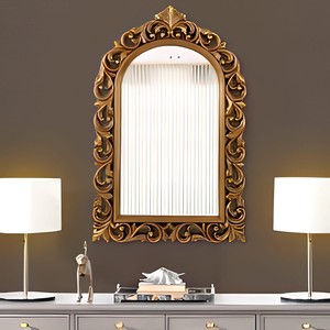 Handcrafted Teak Wood Arched <b>Mirror</b> Frame Antique <b>Gold</b> Leaf Wholesale - Product Image 1