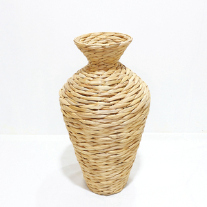 Handwoven Water <b>Hyacinth</b> <b>Vase</b> Round Bohemian Style Tabletop Floral Display Decorative Craft - Product Image 2