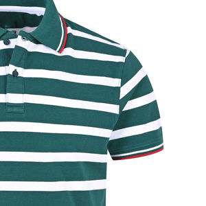 Camisa Polo Verde para Hombre, Diseño de Rayas Horizontales, Cuello en Contraste, Algodón Transpirable, Informal, Manga Corta, Ropa de Verano - Product Image 5