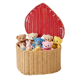 Cesta de Mimbre en Forma de Corazón para Niños, Cesta de Almacenamiento y Organización de Juguetes Infantiles Tejida Naturalmente, Venta al por Mayor OEM Vietnam - Product Image 1