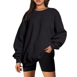 2025 Offre Spéciale femmes mode sweats surdimensionnés à manches longues col rond décontracté pull à capuche uni pour la saison d'automne - Product Image 6