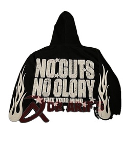 <b>Wholesale</b> Custom Men's Eco-Friendly Breathable Printed Distressed Cropped Hoodie <b>Flared</b> <b>Sweatpants</b> 3D DTG Streetwear for Winter - Product Image 5