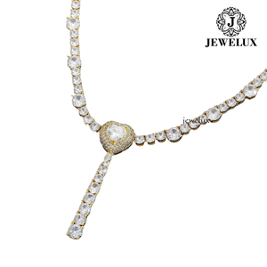 Best Selling Women's 925 Silver Rhodium Plated Moissanite Heart Cut <b>Choker</b> Necklace Luxury Link Chain Wedding Jewelry From India - Product Image 3