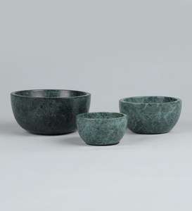 Modern Green Marble Round Multi-Functional <b>Decorative</b> Bowl Stone Era for Home <b>Kitchen</b> Use Ramadan Diwali Occasions at Low Price - Product Image 1
