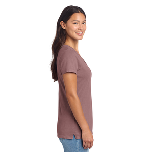 T-shirt pour femme à col en V, tissu en coton 100% doux de qualité supérieure, respirant, écologique, séchage rapide, léger, confortable, sportif - Product Image 5