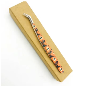 Pince à cils à motif Halloween en acier inoxydable, à pointe incurvée, pour extensions de cils volume, salon de beauté, CE - Product Image 3