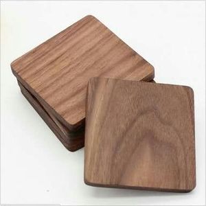 Solid Wood Coaster <b>Set</b> <b>Square</b> Non Slip Drink Mats Modern Table Decoration - Product Image 3