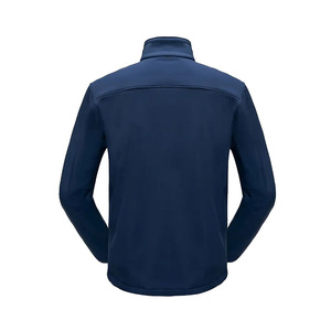 Chaqueta de Forro Polar Azul Marino para Hombre, Cuello Alto, Cierre de Cremallera, Resistente al Viento, Informal, para Exteriores, Corte Regular, Color Sólido, Manga Larga - Product Image 2