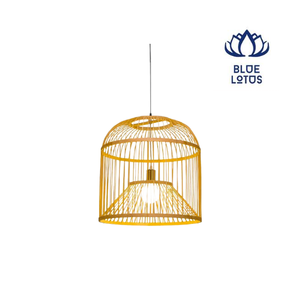 Blue Lotus Rattan Bell <b>Shade</b> LED Pendant <b>Light</b> <b>Gold</b> Finish Voice Sensor Control Large Mounted <b>Ceiling</b> Lamp 3-Year Warranty CRI90 - Product Image 1