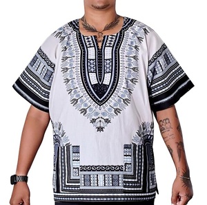 เสื้อดาชิกิพิมพ์ลายชนเผ่าเมือง ดีไซน์แบบสับลิเมชั่น สไตล์แอฟริกัน ระบายอากาศได้ดี เหมาะสำหรับใส่ไปโบสถ์ ล่องเรือ งานเทศกาลต่างๆ - Product Image 1