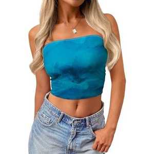 New Women's Short Bandeau <b>Crop</b> Tank <b>Top</b> Lightweight Quick Dry Breathable Strapless Padded - Product Image 3