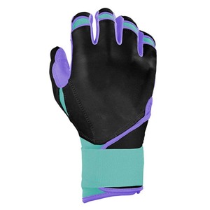 Gants de frappe en cuir rembourrés violet, noir et turquoise, fermeture auto-agrippante, unisexe, pour entraînement adulte - Product Image 3