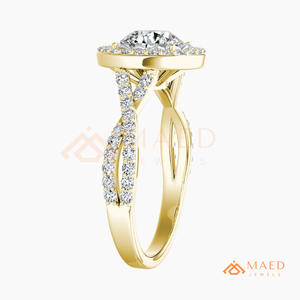 Round Cut Moissanite Halo Ring Gold Engagement Ring Women Bridal Anniversary Jewelry <b>Gift</b> USA Elegant Style - Product Image 6