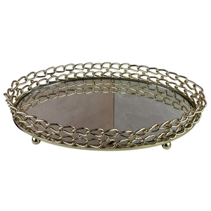 Attractive Design Quality Handmade Platter Classic Stylish Wholesale Fancy <b>Tray</b> <b>Gold</b> Finished Hammered Metal Food <b>Serving</b> <b>Tray</b> - Product Image 5