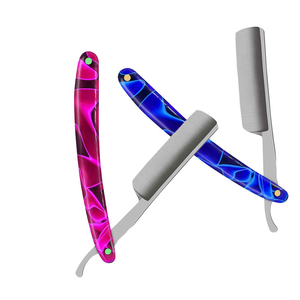 Rasoir pliant à lame droite en acier inoxydable avec manche en acrylique pour hommes et enfants, support de rasoir pliant pour la barbe - Product Image 5