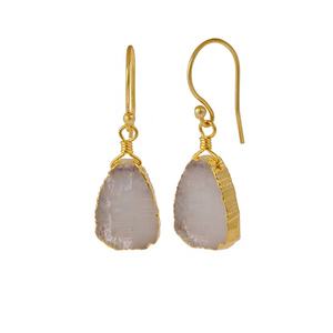 Handmade Gold Electroplated June Birthstone <b>Earrings</b> Elegant Rainbow <b>Moonstone</b> Dangle Jewelry Fashionable Natural Hoop Earings - Product Image 2