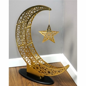 Wholesale Wooden Eid Mubarak Gift <b>Hamper</b> Crescent Moon Star Tray Ramadan Decoration Candy Dried Fruit Nuts Serving Basket <b>Hamper</b> - Product Image 2