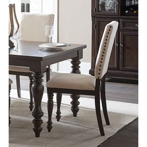 Set da Pranzo Tradizionale Marrone e Beige 5 Pezzi: Tavolo Trasizionale in Legno con Prolunga e 4 Sedie Laterali con Finitura Chiodata per Sala da Pranzo - Product Image 4