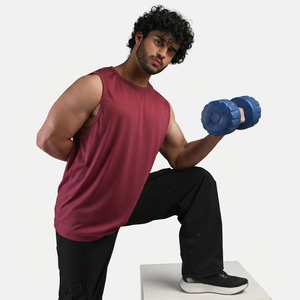 Débardeur sans manches pour homme, col rond, couleur unie, tricoté, vêtement décontracté, bordeaux - Product Image 3