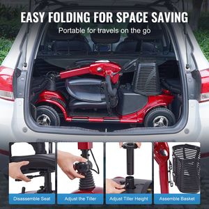 Scooter Eléctrico Plegable de Alta Resistencia con 4 Ruedas para Adultos y Personas Mayores, Alcance de 12 Millas, Scooter de Aluminio para Discapacitados - Product Image 3