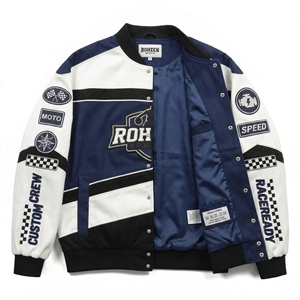 Chaqueta Bomber Varsity Personalizada con Letras Bordadas, Botones a Presión, Estilo Urbano, Resistente al Viento, Informal, para Equipo, Unisex, Invierno - Product Image 4