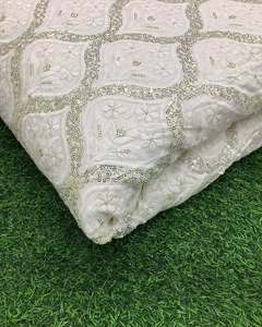 High Quality Sequin Embroidery Fabric 3D Floral Lace Fabric for Evening Dress Wedding Gown Garment - Product Image 4