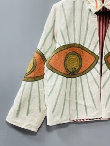 Veste en velours de coton Evil Eye, Manteau artisanal brodé à la main Suzani, Vêtement d'extérieur de luxe bohème - Product Image 2