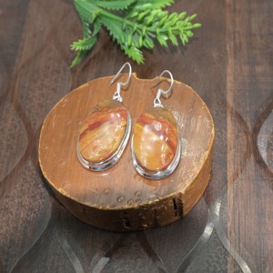 Boucles d'oreilles ovales en jaspe Norana naturel, en argent sterling 925 pur, plaqué or rose et or jaune, bijoux faits à la main pour femmes et sœurs - Product Image 6