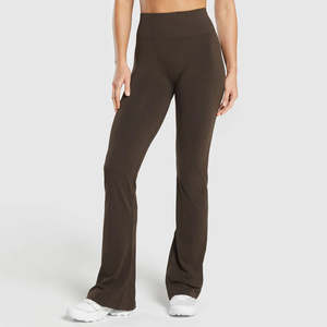 Leggings Deportivos de Cintura Alta para Mujer, Diseño Acampanado Cómodo, Transpirable, Elástico, Tejido de Punto con Costuras de Spandex Ecológico - Product Image 6