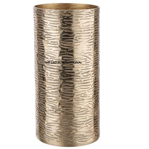 Manufacturer Exporter <b>Round</b> <b>Brush</b> Holder Handmade Metal with Unique Gold Finish Texture New Stylish Bathroom Set Accessory - Product Image 1