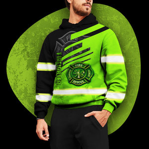 Sweat à capuche pour homme, motif sublimation vert et noir, veste polaire décontractée avec emblème sur le devant, idéale pour l'automne - Product Image 3