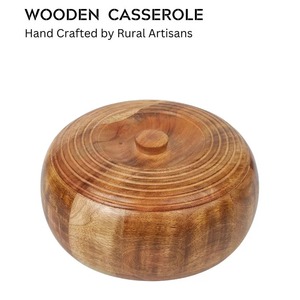 Handmade Enamel Coated Polished Durable Wooden Casserole Round Storage Box with <b>Lid</b> Contemporary Eco-Friendly Design - Product Image 4