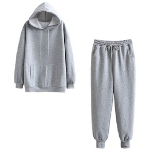 Conjunto de Sudadera con Capucha y Pantalones Deportivos Extra Grandes Negros Personalizados para Mujer, Traje Deportivo de Dos Piezas de Felpa, Sudadera con Capucha Informal - Product Image 4