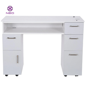 Table de manucure moderne blanche NEO avec finition acrylique pour salon de beauté des ongles - Product Image 3