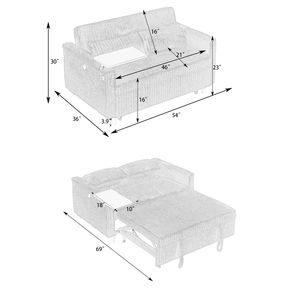 Divano Letto Giallo in Velluto a Coste con Doppia Funzione, Tavolino Estraibile, Porte USB e Design a Scomparsa, Adatto per Ogni Ambiente - Product Image 4