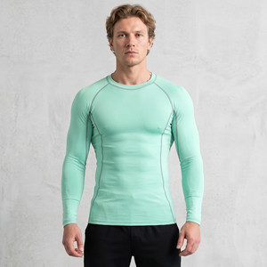 T-shirt de compression pour homme à manches longues, Rash Guard, sous-vêtement de sport, maintien musculaire, t-shirt de natation ajusté - Product Image 1