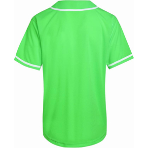 Neon Lime Green <b>Baseball</b> Jersey White Trim High Visibility Sportswear For Active Training And Outdoor Games - Product Image 2