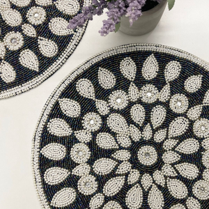 Multi color Floral Design <b>Table</b> <b>Runner</b> Place mats Best Home Decor Coaster Mat Beaded Embroidered <b>Table</b> Decor for Weddings - Product Image 3