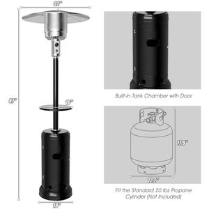 Riscaldatore da esterno a propano con tavolo e ruote riscaldatore da Patio in acciaio a Gas LP - Product Image 6