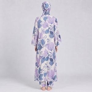 Ensemble Burkini Modeste 4 Pièces pour Femmes Musulmanes, Hijab Modeste à Couverture Complète, Imprimé sur le Devant, Séchage Rapide, Grandes Tailles - Product Image 2