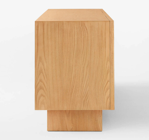 Scandinavian Modern Plinth Base Solid Teak <b>Sideboard</b> Credenza Luxury Kitchen Buffet Cabinet with Six Doors <b>Storage</b> - Product Image 5