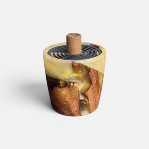 Quemador de Incienso de Madera de Acacia y Resina Epoxi de Estilo Árabe Moderno, Mubkhar Hecho a Mano de Lujo para Oud, Fragancia Árabe - Product Image 5