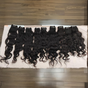 Extensiones de cabello humano REMY de templo indio ondulado indio crudo sin procesar de origen indio de alta calidad de fábrica del sur de India 100% - Product Image 1