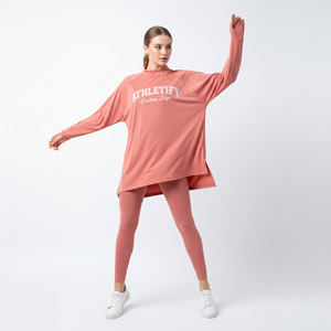 Camiseta Túnica Larga Deportiva para Mujer, con Dobladillo Asimétrico, Manga Larga, Holgada, Transpirable, de Secado Rápido, Ecológica, para Gimnasio y Yoga - Product Image 1