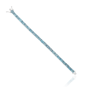 Pulsera de tenis de plata 925 para mujer con topacio azul de corte octogonal, engaste de puntas, diseño geométrico clásico, joyería para uso diario - Product Image 6