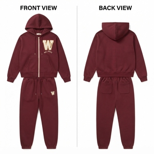 <b>Women</b> Streetwear Reversible Tracksuit 320 GSM Cotton <b>Fleece</b> for Zip up Hoodie <b>Joggers</b> Chenille Embroidery Custom Logo Wear - Product Image 4
