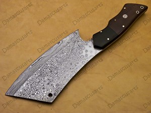 Couteau à découper artisanal en acier Damas avec étui en cuir |   Couteau de boucher forgé robuste multifonctionnel DIY OEM - Product Image 2